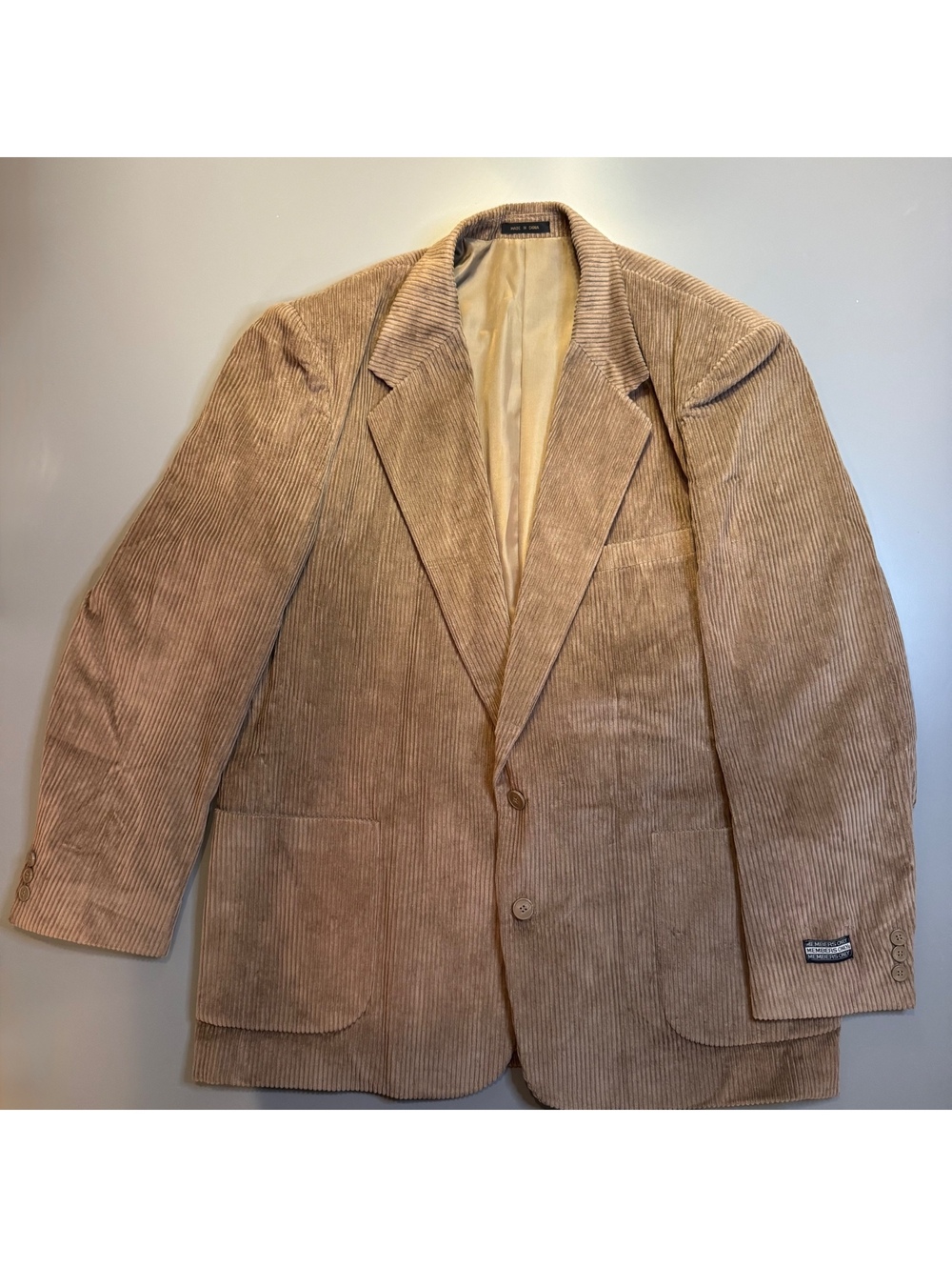 Vintage Members Only Men's Beige Corduroy Blazer, Size 48L